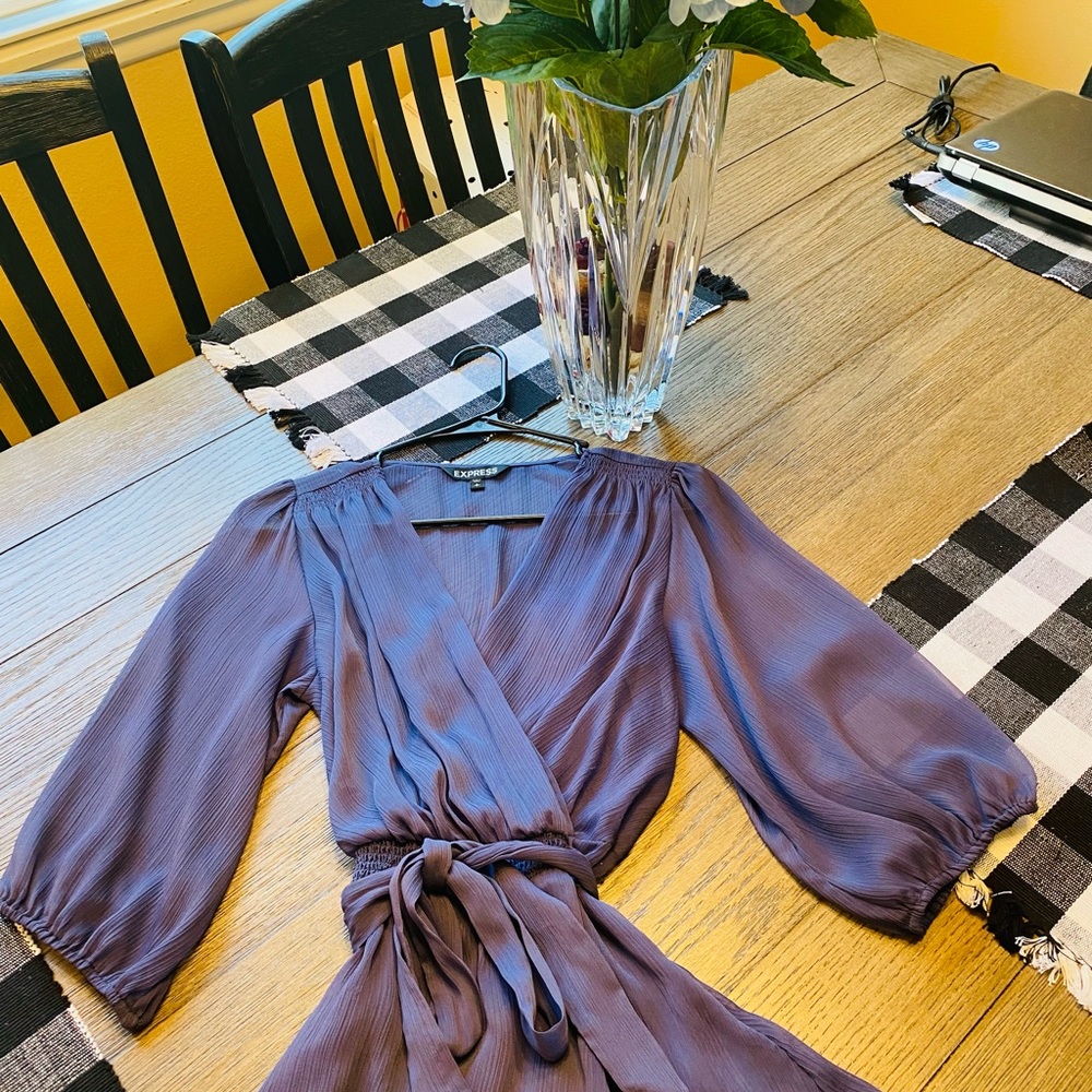 •NWOT Express Beautiful Dark Violet Wrap Blouse